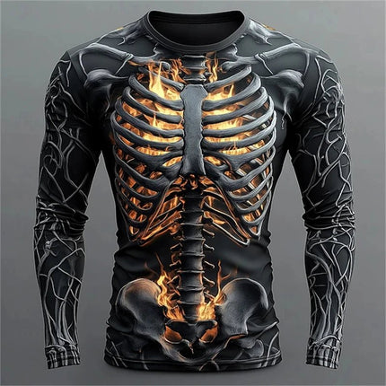 Shirt 3D Flame Skeleton Casual Long Tee - Shirt - JML - Mad Fly Essentials