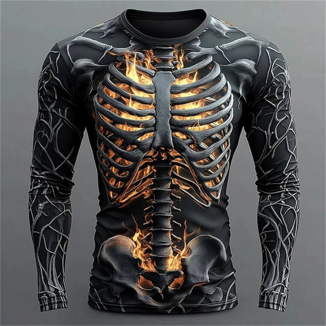 Shirt 3D Flame Skeleton Casual Long Tee - Shirt - JML - Mad Fly Essentials