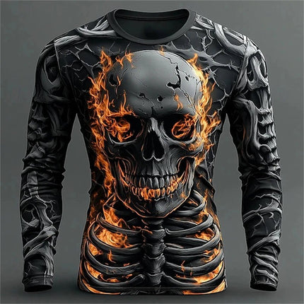 Shirt 3D Flame Skeleton Casual Long Tee - Shirt - JML - Mad Fly Essentials