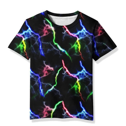 Shirt Boy 3D Flame Lightning O - Neck Tees - Shirt - Psychedelic - Mad Fly Essentials