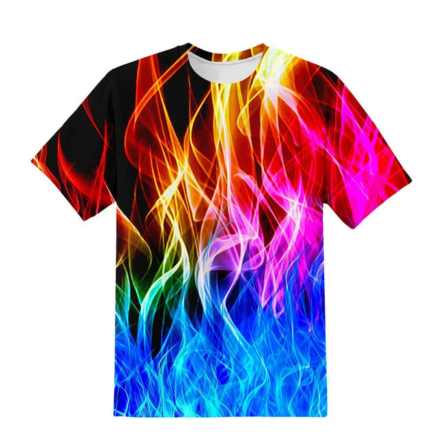 Shirt Boy 3D Flame Lightning O - Neck Tees - Shirt - Psychedelic - Mad Fly Essentials