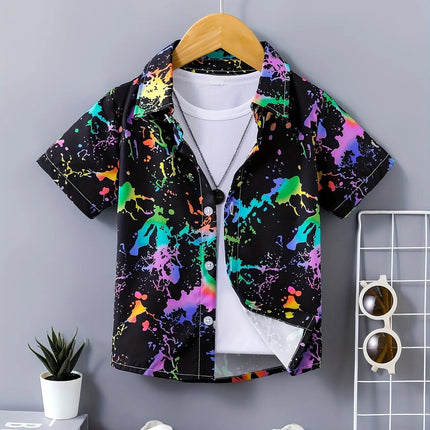 Shirt Boy Splash Ink Short Lapel Tees - Shirt - ROWNOCEAN - Mad Fly Essentials