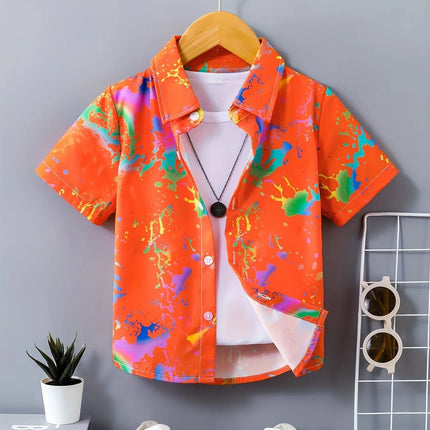 Shirt Boy Splash Ink Short Lapel Tees - Shirt - ROWNOCEAN - Mad Fly Essentials