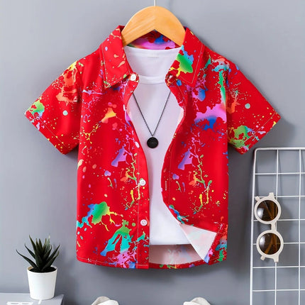Shirt Boy Splash Ink Short Lapel Tees - Shirt - ROWNOCEAN - Mad Fly Essentials