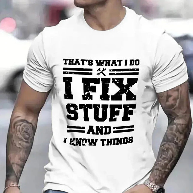 Shirt Funny Mechanic Fix Stuff Short Graphic Tees - Shirt - Funny Tees - Mad Fly Essentials