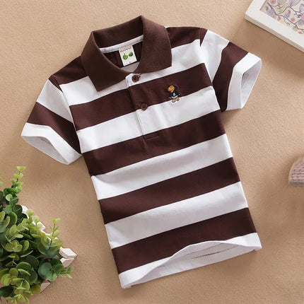 Shirt Kids Boys Polo Summer Short Striped 2-12y Tops - Shirt - lioraitiin kids - Mad Fly Essentials