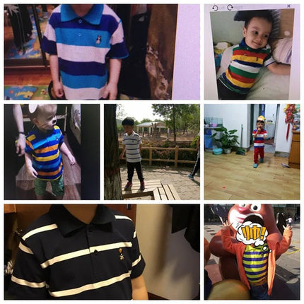Shirt Kids Boys Polo Summer Short Striped 2-12y Tops - Shirt - lioraitiin kids - Mad Fly Essentials