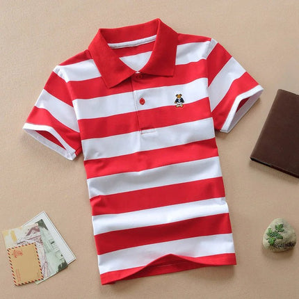 Shirt Kids Boys Polo Summer Short Striped 2-12y Tops - Shirt - lioraitiin kids - Mad Fly Essentials