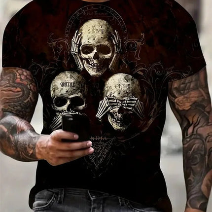 Shirt Men 3D Horror Skull Short T-Shirt - Shirt - LETSFIND - Mad Fly Essentials