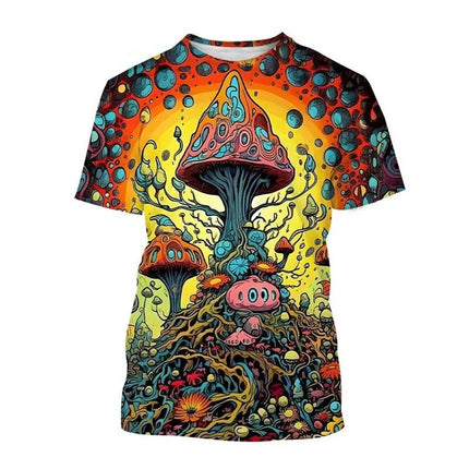Shirt Men 3D Mushroom Black Purple Casual Tee - Shirt - Fanweilin - Mad Fly Essentials
