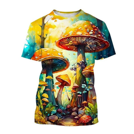 Shirt Men 3D Mushroom Black Purple Casual Tee - Shirt - Fanweilin - Mad Fly Essentials