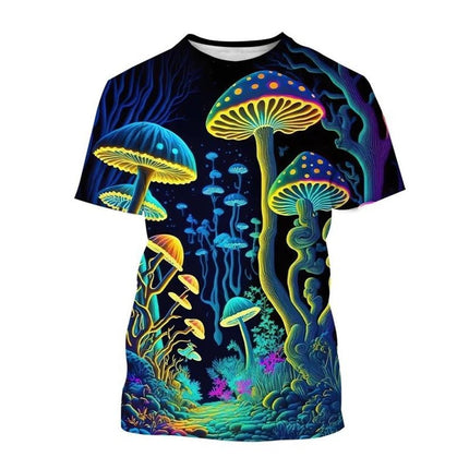 Shirt Men 3D Mushroom Black Purple Casual Tee - Shirt - Fanweilin - Mad Fly Essentials