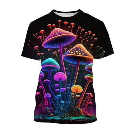 Shirt Men 3D Mushroom Black Purple Casual Tee - Shirt - Fanweilin - Mad Fly Essentials
