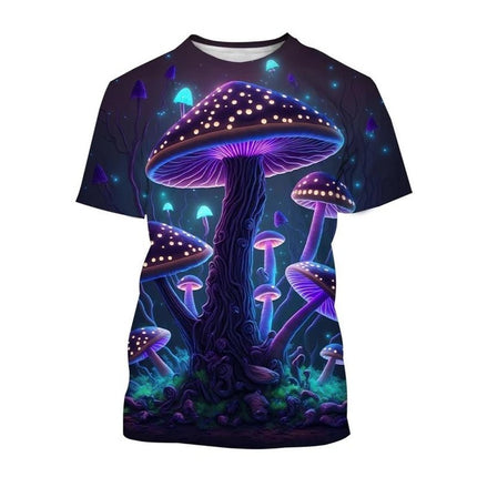 Shirt Men 3D Mushroom Black Purple Casual Tee - Shirt - Fanweilin - Mad Fly Essentials