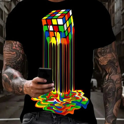 Shirt Men Crew - Neck Rubic's Cube Short T-Shirt - Shirt - Champrint - Mad Fly Essentials