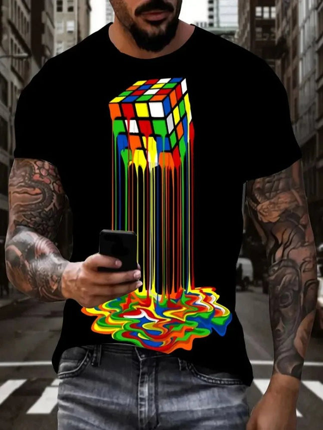 Shirt Men Crew - Neck Rubic's Cube Short T-Shirt - Shirt - Champrint - Mad Fly Essentials