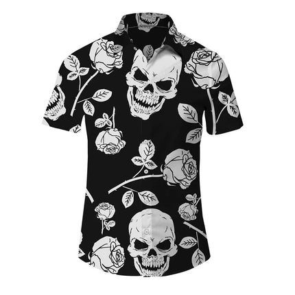 Shirt Men Hawaiian 3D Lapel Skull Party Tees - Shirt - oufisun - Mad Fly Essentials