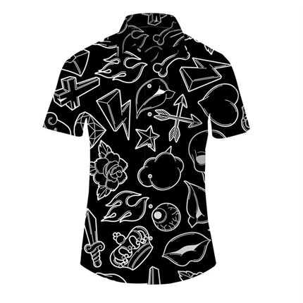 Shirt Men Hawaiian 3D Lapel Skull Party Tees - Shirt - oufisun - Mad Fly Essentials