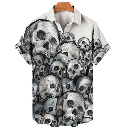 Shirt Men Hawaiian 3D Lapel Skull Party Tees - Shirt - oufisun - Mad Fly Essentials