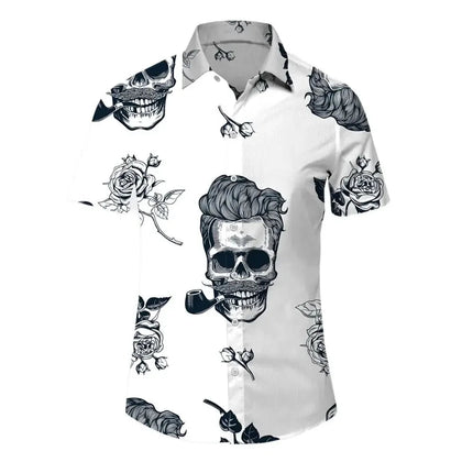 Shirt Men Hawaiian 3D Lapel Skull Party Tees - Shirt - oufisun - Mad Fly Essentials