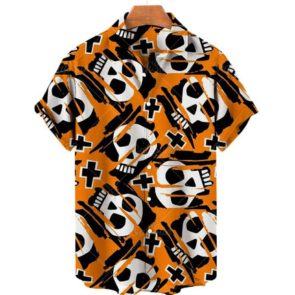 Shirt Men Hawaiian 3D Lapel Skull Party Tees - Shirt - oufisun - Mad Fly Essentials