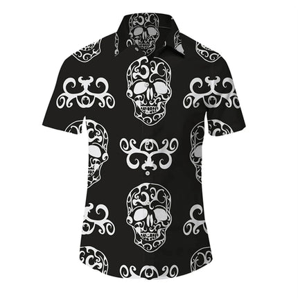 Shirt Men Hawaiian 3D Lapel Skull Party Tees - Shirt - oufisun - Mad Fly Essentials