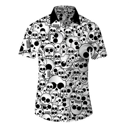 Shirt Men Hawaiian 3D Lapel Skull Party Tees - Shirt - oufisun - Mad Fly Essentials