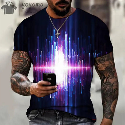Shirt Men Psychedelic Flame Aurora 3D Summer Tee - Shirt - oufisun - Mad Fly Essentials