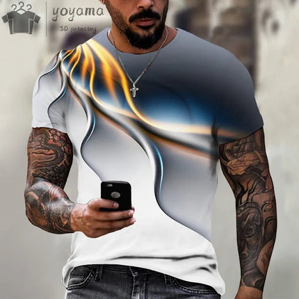 Shirt Men Psychedelic Flame Aurora 3D Summer Tee - Shirt - oufisun - Mad Fly Essentials