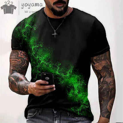 Shirt Men Psychedelic Flame Aurora 3D Summer Tee - Shirt - oufisun - Mad Fly Essentials