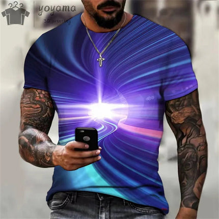 Shirt Men Psychedelic Flame Aurora 3D Summer Tee - Shirt - oufisun - Mad Fly Essentials