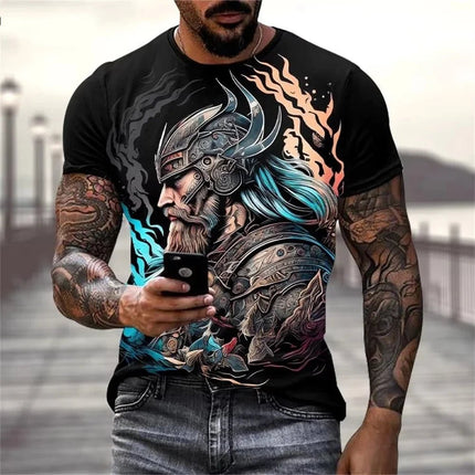 Shirt Men Viking 3D Tattoo Oversized Tee - Shirt - heatboywade - Mad Fly Essentials