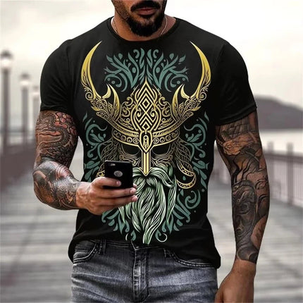 Shirt Men Viking 3D Tattoo Oversized Tee - Shirt - heatboywade - Mad Fly Essentials