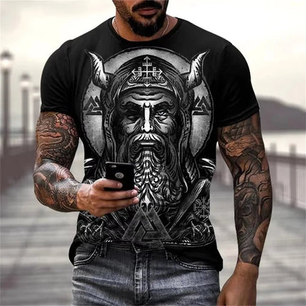 Shirt Men Viking 3D Tattoo Oversized Tee - Shirt - heatboywade - Mad Fly Essentials
