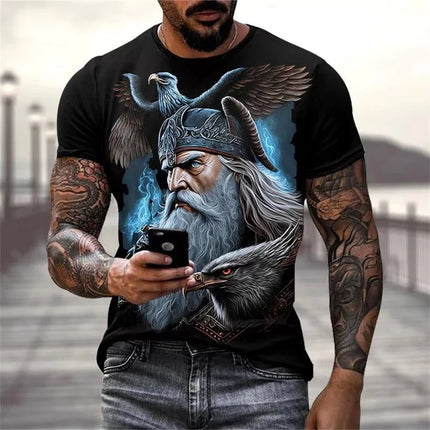 Shirt Men Viking 3D Tattoo Oversized Tee - Shirt - heatboywade - Mad Fly Essentials