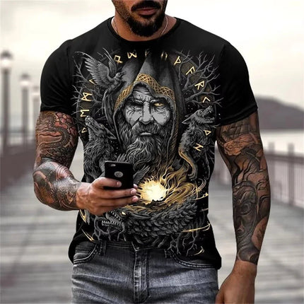 Shirt Men Viking 3D Tattoo Oversized Tee - Shirt - heatboywade - Mad Fly Essentials
