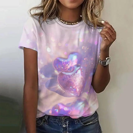Shirt Women 3D Love Hearts Short Tops - Shirt - PMRUN - Mad Fly Essentials