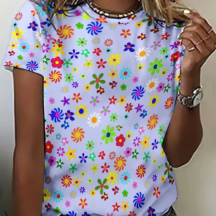 Shirt Women Bohemian Fashion Floral O-Neck Short Shirt - Shirt - Dream Girl - Mad Fly Essentials