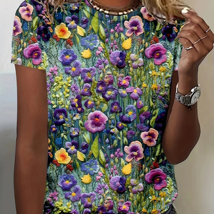 Shirt Women Bohemian Fashion Floral O-Neck Short Shirt - Shirt - Dream Girl - Mad Fly Essentials
