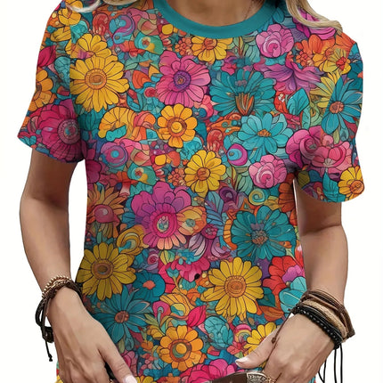 Shirt Women Bohemian Fashion Floral O-Neck Short Shirt - Shirt - Dream Girl - Mad Fly Essentials