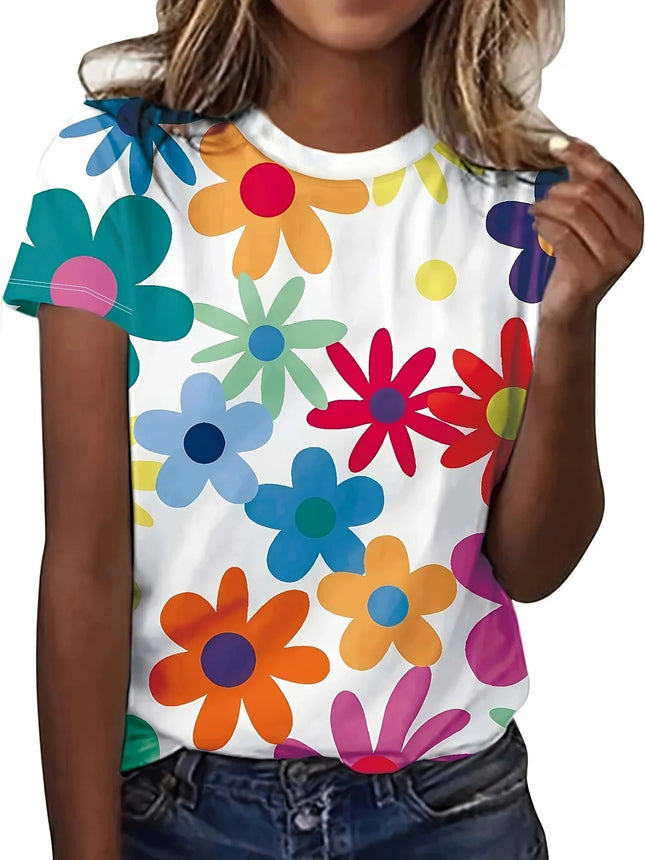 Shirt Women Bohemian Fashion Floral O-Neck Short Shirt - Shirt - Dream Girl - Mad Fly Essentials