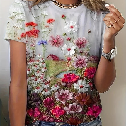 Shirt Women Bohemian Fashion Floral O-Neck Short Shirt - Shirt - Dream Girl - Mad Fly Essentials