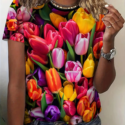 Shirt Women Bohemian Fashion Floral O-Neck Short Shirt - Shirt - Dream Girl - Mad Fly Essentials