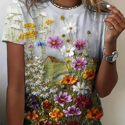 Shirt Women Bohemian Fashion Floral O-Neck Short Shirt - Shirt - Dream Girl - Mad Fly Essentials