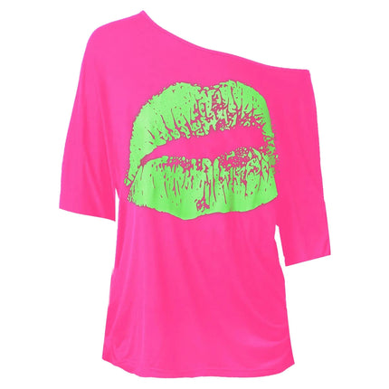 Shirt Women Casual Lips Summer Graphic Tee - Shirt - mnealways18 - Mad Fly Essentials