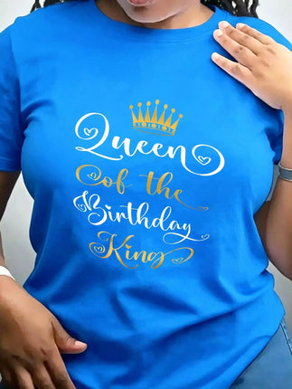 Shirt Women Crew Neck Queen - Birthday King Graphic Tees - Shirt - Sister Linda - Mad Fly Essentials