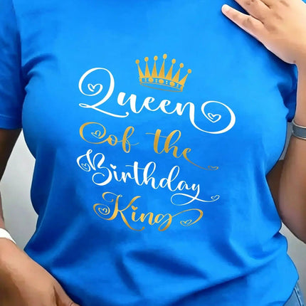 Shirt Women Crew Neck Queen - Birthday King Graphic Tees - Shirt - Sister Linda - Mad Fly Essentials