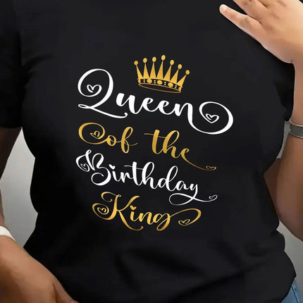 Shirt Women Crew Neck Queen - Birthday King Graphic Tees - Shirt - Sister Linda - Mad Fly Essentials