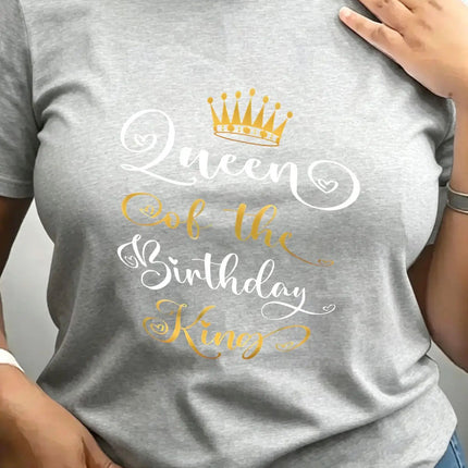 Shirt Women Crew Neck Queen - Birthday King Graphic Tees - Shirt - Sister Linda - Mad Fly Essentials