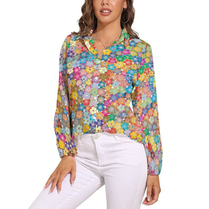 Shirt Women Flower Power Casual 3D 70s Blouse - Shirt - LazySorry - Mad Fly Essentials